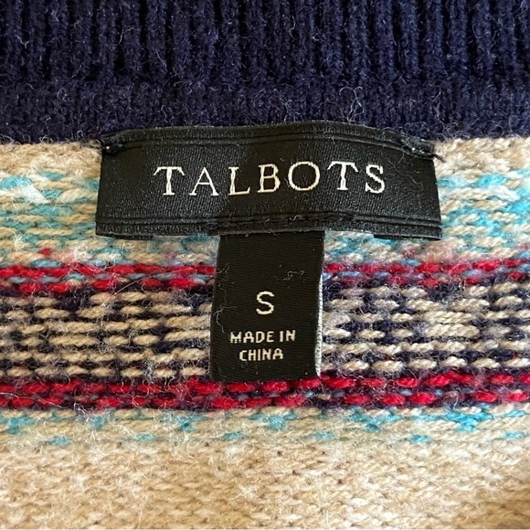 Talbots Nylon/Lambs Wool  Fair Isle Cardigan Sweater Button Front Size Small S - Picture 4 of 7